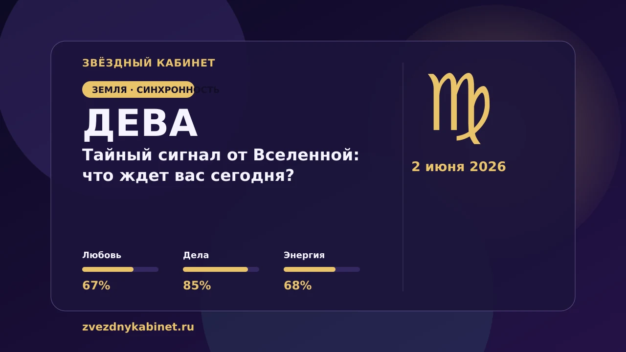 Дева, тайный сигнал от Вселенной: что ждет вас сегодня?: гороскоп на 2 июня 2026
