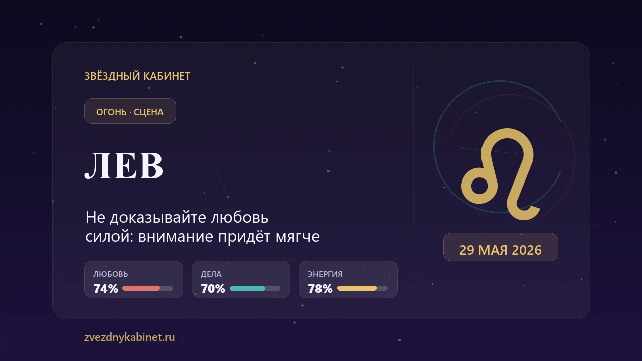 Лев, не доказывайте любовь силой: гороскоп на 29 мая 2026 года