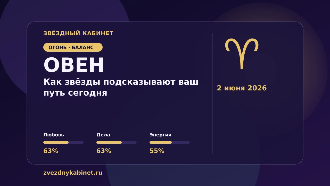 Овен, как звёзды подсказывают ваш путь сегодня: гороскоп на 2 июня 2026