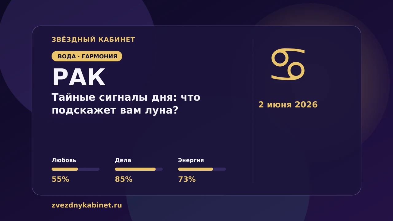 Рак, тайные сигналы дня: что подскажет вам луна?: гороскоп на 2 июня 2026