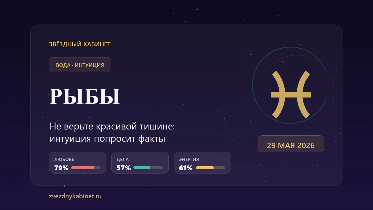 Рыбы, не верьте красивой тишине: гороскоп на 29 мая 2026 года