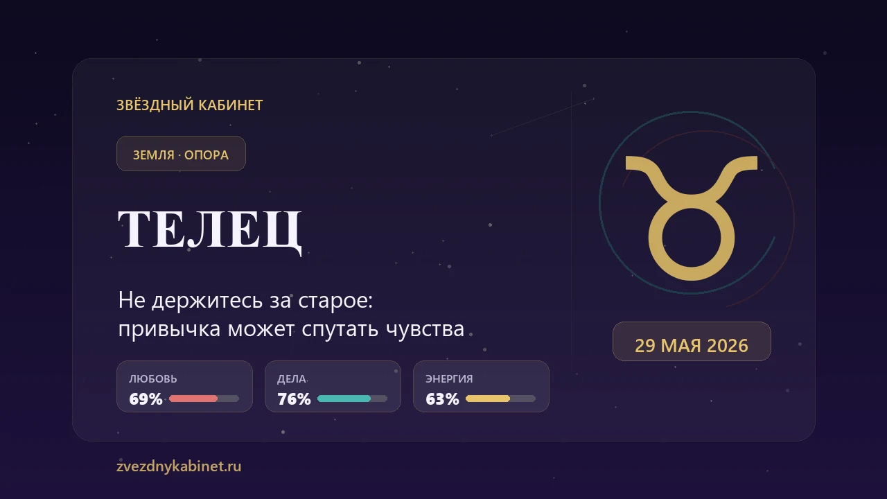 Телец, не держитесь за старое: гороскоп на 29 мая 2026 года