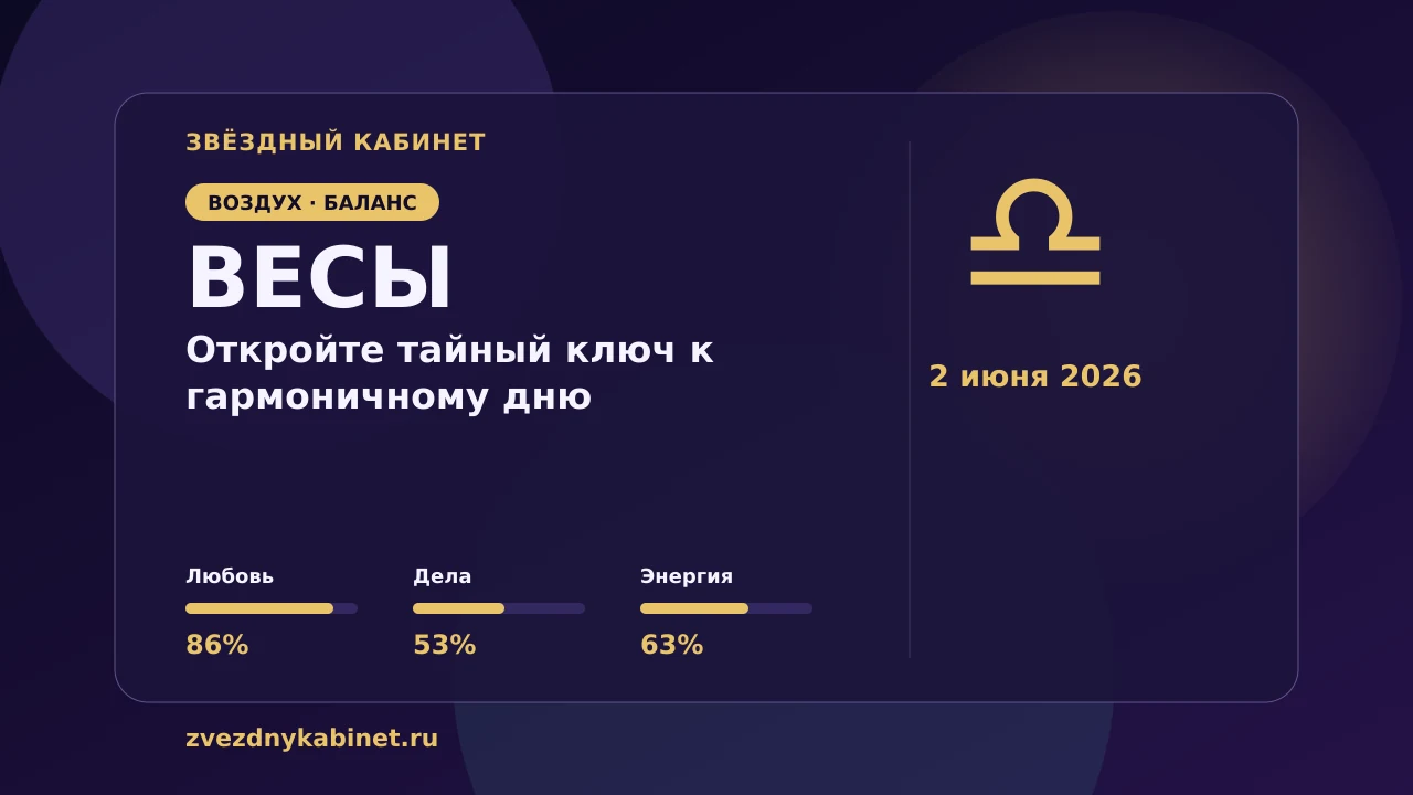 Весы, откройте тайный ключ к гармоничному дню: гороскоп на 2 июня 2026